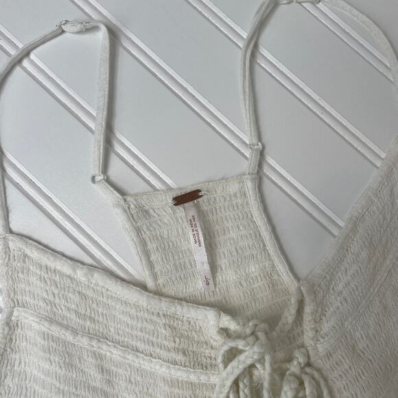 Free People White Tassel Embroidered Boho Top & Black Front Zip Denim Skirt 8 - Picture 4 of 10